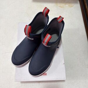 XTRATUF Ankle Deck Boot Mens Size M8 Navy/Red Fishing Boots Waterproof FREE SHIP